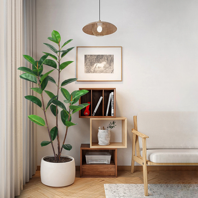 Artificial Potted Floor Plants Small Ficus Pandurata For Garden Decoration