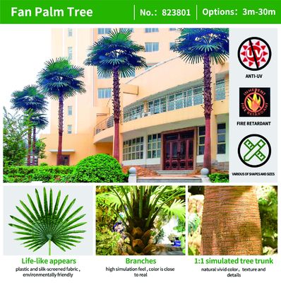 Haihong Artificial Palm Trees UV Resistant Large Fake Tropical Date Palm Tree Coconut Palm for Airport Outdoor Decoration