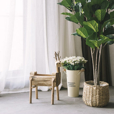 ODM Fawn Ornaments Retro Desktop Creative Furnishings Solid Wood Homestay Animal Crafts