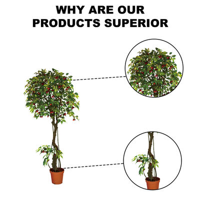 Custom Size 200cm Cherry Artificial Landscape Trees With Fruits Green In Four Seasons