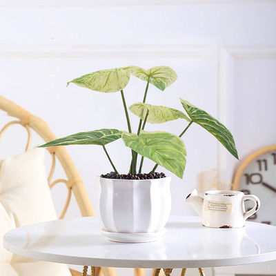 SGS Artificial Potted Floor Plants High Simulation Plastic Philodendron Birkin