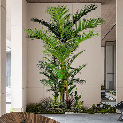 Palm Plant Artificial Giant Kentia Palm Cluster - 11.8ft Commercial-Grade W/Anti-Theft Tech (Multi-Trunk)