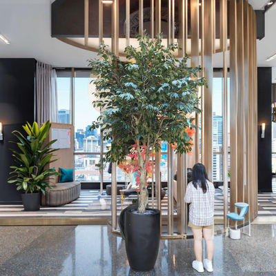 گیاه ابریشم جعلی داخلی / خارجی 2.8 متری 9.3 فوت Ficus درخت مصنوعی برای خانه ، دفتر ، اتاق نشیمن و دکوراسیون باغ