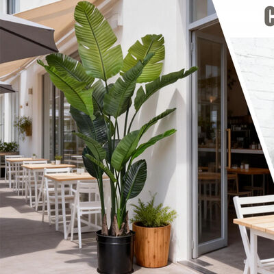 برگ های لمسی با کیفیت بالا گیاه مصنوعی استرلیتزیا نیکولای مقاوم در برابر آتش پرنده بهشتی مصنوعی برای داخل و خارج از منزل