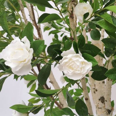 200cm Artificial Green Camellia White Flowers For Hotel Exhibition Decor